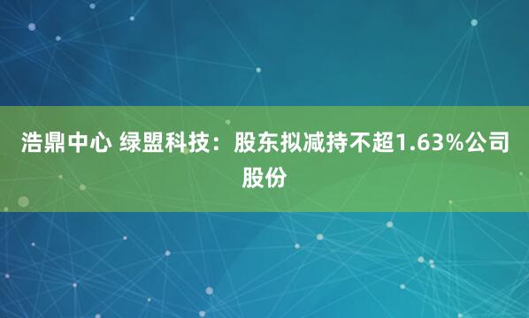 浩鼎中心 绿盟科技：股东拟减持不超1.63%公司股份